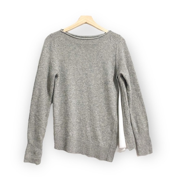 Brochu Walker Layered Wool & Cashmere-Blend Sweater, Gray/white, Size S - Picture 3 of 16